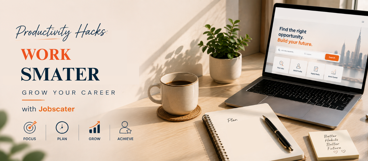 Productivity Hacks for Career Growth: Work Smarter with Jobscater